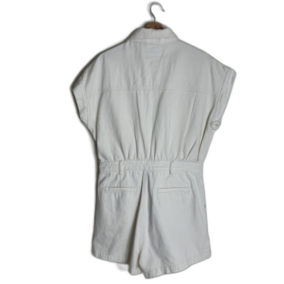 BLANKNYC Romper Womens Medium Off White Denim Short Sleeve Button Front Pockets - Picture 9 of 10
